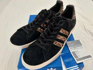 2012年製デッドストック XLARGEｘADIDAS CAMPUS 80s US11 29.0cm 黒ｘレオパードハラコ アディダス エクストララージ