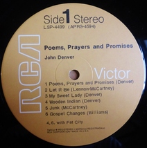 JOHN DENVER「POEMS, PRAYERS & PROMISES」米RCA [LSP規格薄茶] シュリンク美品_画像5