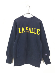 古着 90s USA製 Champion Reverse Weave 「LA SALLE」 プリント リバース スウェット M 古着