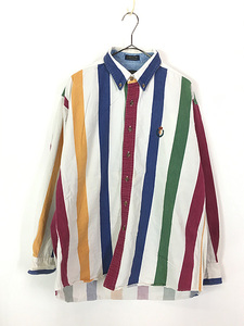 古着 90s CHAPS Ralph Lauren カラフル ストライプ BD シャツ L 古着