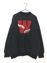 古着 90s USA製 Wisconshin University カレッジ ナイロン パッチ ボーダー スウェット トレーナー XL 古着_画像1