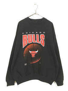 古着 90s USA製 NBA Chicago Bulls ブルズ 「Official Fan」 スウェット トレーナー XL 古着