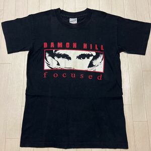 90s DAMON HILL focused WORLD TOUR 1996 FORMULA ONE WORLD CHAMPIONSHIP F1 プリント ビンテージ 半袖Tシャツ