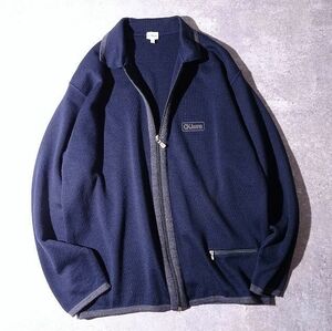 CalvinKlein カルバンクライン イタリア製 配色 フルジップ ニットジャケット トラック ミラノリブ メンズ (L) ネイビー/グレー ●o-583