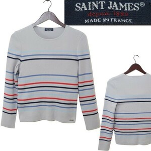 ★【USED品 希少ウール素材】SAINT JAMES セントジェームス ウール ボーダー セーター バスクシャツ T1 XS程度 （裾にメタルプレート）