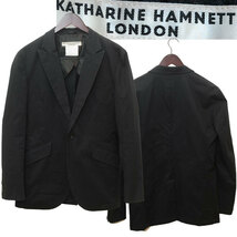 ★【国内正規品 希少】KATHARINE HAMNETT LONDON (キャサリンハムネットロンドン)ピークドラペル テーラード ジャケット L ダークネイビー_画像1