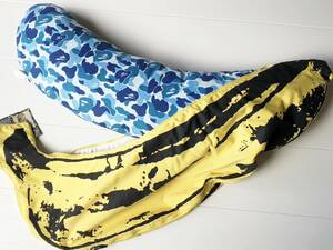 ★ 新品 A BATHING APE ベイシングエイプ Andy Warhol アンディウォーホル バナナクッション 抱き枕 ABCカモ ブルー 120cm 大サイズ ★