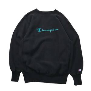 [XXL] 90s Champion RW スクリプト ロゴ スウェット ブラック USA製 チャンピオン リバースウィーブ トレーナー 黒 ビンテージ vintage 80s