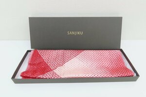 未使用☆SANJIKU 10731-000 三軸組織シルクストール サイズ(cm):158×39 レッド系 赤 ファッション 洋服 衣類 お洒落 オシャレ オンワード