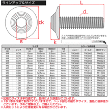 ボタンボルト M6×20mm P1.0 SUS304 ステンレス シェルヘッド 六角穴 フランジ付き ボルト ゴールド TR0916_画像4