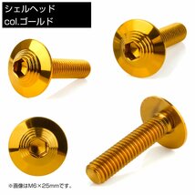 ボタンボルト M6×20mm P1.0 SUS304 ステンレス シェルヘッド 六角穴 フランジ付き ボルト ゴールド TR0916_画像2