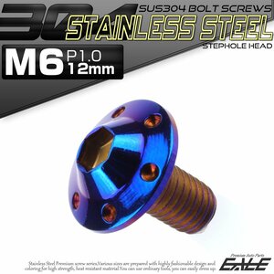 SUS304 フランジ付き ボタンボルト M6×12mm P1.0 六角穴 焼きチタン色 ステップホール ステンレス ボルト TR0205