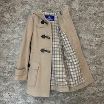 極美品 BURBERRY BLUE LABEL バーバリーブルーレーベル ノバチェック ヘリンボーン ダッフルコート ベージュ 36_画像3