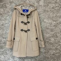 極美品 BURBERRY BLUE LABEL バーバリーブルーレーベル ノバチェック ヘリンボーン ダッフルコート ベージュ 36_画像2