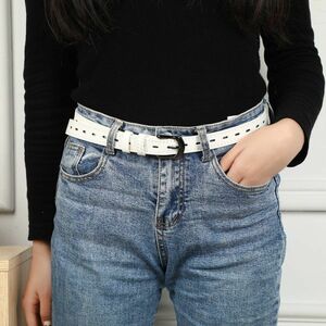  belt [j23] width 2.8cm small . small . white lady's Golf belt adjustment possibility PU leather jeans business casual commuting going to school white 3