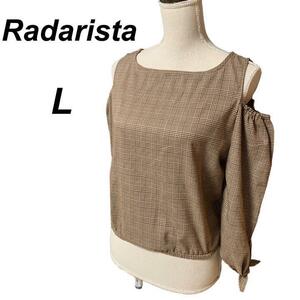 YT0298 100円スタート♪ Radarista ラダリスタ オフショルダー グレンチェック カットソー Ｌサイズ 大人かわいい デート 女子会