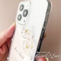 iPhone15 スマホケース ClearFlowe レジン 韓国風 全機種対応 デコ スマホカバー キラキラ かわいい 透明 クリア ハード_画像9