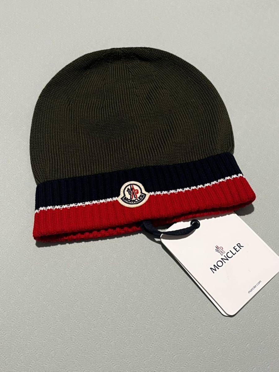 新品未使用】MONCLER モンクレール キャップ ロゴ ライン カーキー-