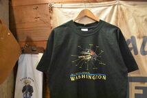 デッドストック!!～2000sビンテージGILDANギルダンWashingtonワシントンフィッシングルアーオールコットンTシャツL緑グリーン釣りn23850_画像1