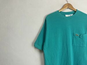 グッドカラー80sビンテージIZODLACOSTEアイゾッドラコステ半袖クルーネック無地ポケTee鹿の子L100綿アメカジストリートnr23980