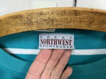 グッドカラーUSA製ビンテージNORTHWEST半袖クルーネックボーダーポケットTシャツL緑白アメカジストリートトラッドアイビーnr23988_画像5