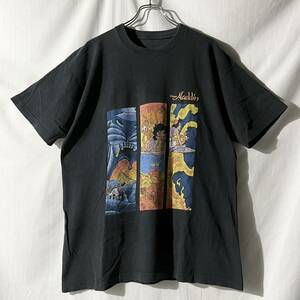 90s USA製 Disney Aladdin ディズニー アラジン Tシャツ ブラック 黒 ムービー 映画 T ヴィンテージ XL アメリカ製 OLD