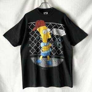90s USA製 SSI The Simpsons シンプソンズ バート パロディ B BOY Tシャツ ブラック 黒 L ヴィンテージ HIPHOP アメリカ製 MATT GROENING