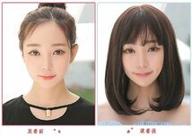 ウィッグ ボブ セミロング 女性用 かつら フルウィッグ ミディアム レディース ブラック 軽い 可愛い 自然 ゆるふわ_画像8