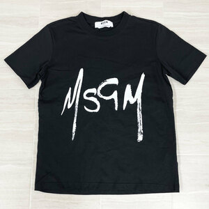 【N B61】中古　MSGM/エムエスジーエム　ロゴ クルーネック Tシャツ　2841MDM74　イタリア製　ブラック　レディース XS