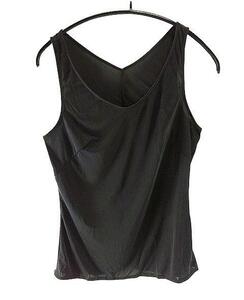 SI5525-10* new goods camisole back V neck polyester 100% feel of. is good material 100 size black black postage 350 jpy 