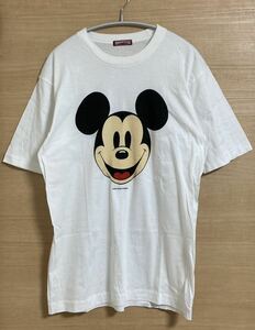 90s ディズニー DISNEY ミッキー MICKEY ミッキー マウス tシャツ ホワイト白 L TEE 半袖 プリント 90年代