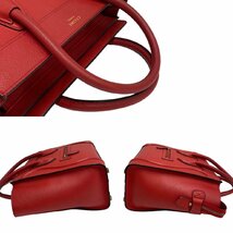 ほぼ未使用 希少品 保存袋付 CELINE セリーヌ ラゲージ マイクロ ロゴ レザー 本革 ハンドバッグ トートバッグ レッド 赤 32233_画像5