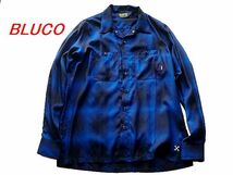 美品!! BLUCO WORK GARMENT ブルコ オンブレチェックシャツ ブルーブラック M size テンセル素材 通年_画像1