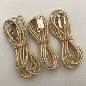 3本セット 送料無料 2m タイプC Type-C端子用 充電器 USB ナイロンケーブル ゴールド 高速 データ通信 急速充電 充電ケーブル