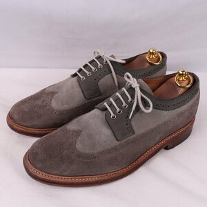 グレンソン 8 G 26.5cm-27.0cm 位/スエード ウィングチップ グレー ２トーン GRENSON 中古 古着 ds3910