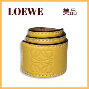 【美品】LOEWEロエベ　アナグラム　レザーバングル　イエロー