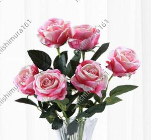  hand made * rose 6 pcs set * material for flower arrangement * artificial flower * art flower ** pink series 1