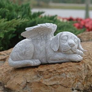 置物 彫像 眠っている天使の羽を持っている 犬 の像 ガーデニング 庭 Dog Angel Wing ornament statue