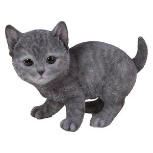 ポリレジン製 ガーデン彫像 動物 ネコ 子猫の像 ロシアンブルー 置物 ガーデニング 庭 猫
