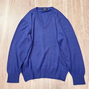 【カシミア100%】RENOWN レナウン CASHMERE カシミヤ ニット セーター Vネック 長袖 サイズL FERBOS メンズ R-4947