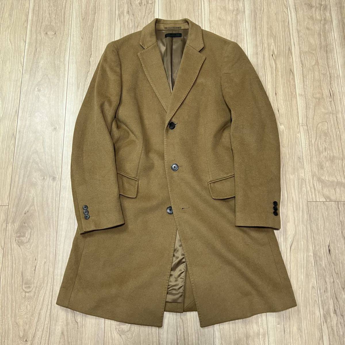 定価以下 ( S ) ユニクロ チェスター コート カシミア 混 キャメル