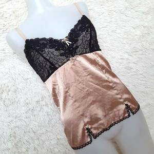  anonymity delivery *PEACH JOHN Peach John silky lustre two-tone color - camisole Gold black S D