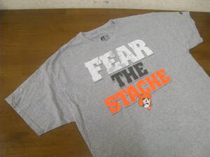 ☆管理NO.698☆サイズXL 古着 RUSSEL FEAR THE STACHE ヴィンテージ Tシャツ グレー色系☆