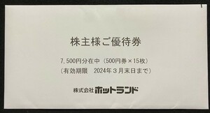 [Последнее] Купон акционеров Hotland (билет 500 иен x 15 листов = 7500 иен)