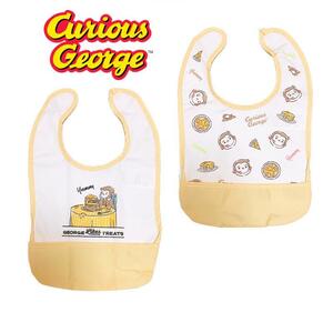 o... George . meal apron 2 sheets set waterproof name tag attaching Curious George 02