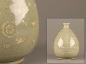 古美術 朝鮮古陶磁器 高麗青磁 白象嵌 花瓶 時代物 極上品 初だし品 C1865