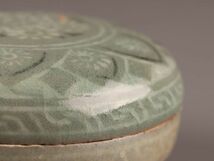 古美術 朝鮮古陶磁器 高麗青磁 白黒象嵌 香合 時代物 極上品 初だし品 C1583_画像6