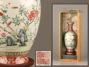 中国古玩 唐物 大清嘉慶年製 款 粉彩 花瓶 古作 時代物 極上品 初だし品 C1828