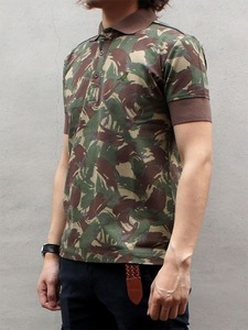[ new goods ] KANGOL camouflage pattern polo-shirt slim tight thin duck pattern AKM BROWN BUNNY
