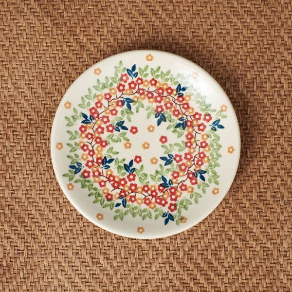IZ56067S★Polish Pottery Plate Wreath 17cm Floral Plate Polish Tableware Handmade Pottery Manufaktura, Western-style tableware, plate, dish, others